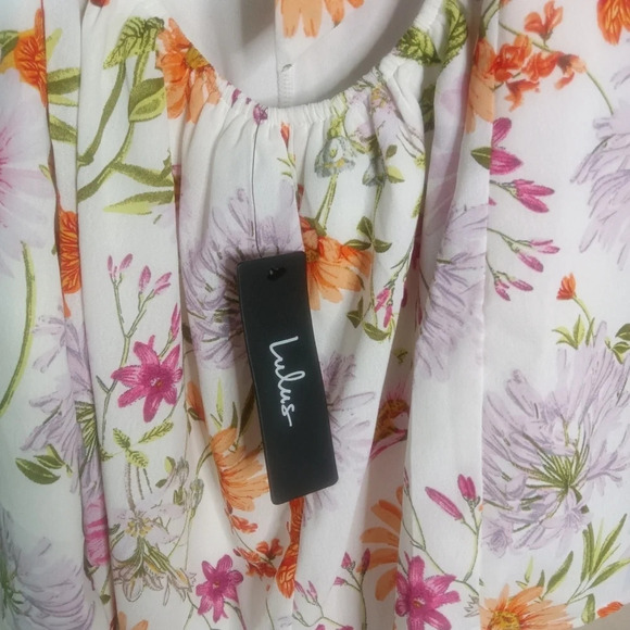 Lulus White Floral Print Tie Back Romper Medium - Picture 8 of 16